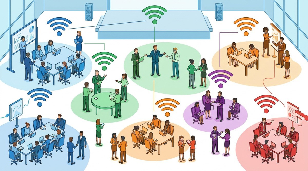 Multiple independent UHF tour guide systems coexisting in large venue Multiple independent UHF tour guide systems coexisting in large venue